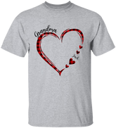 Lofaris Custom Red Plaid Heart Grandma And Kids T - Shirt